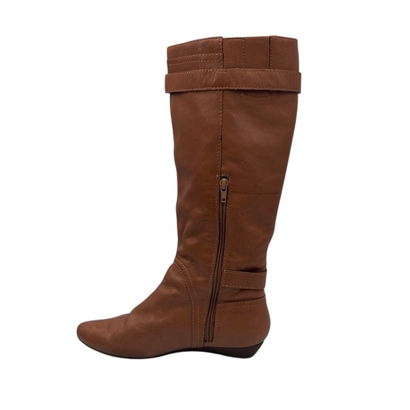 Nine West Brown Leather Buckle Up Pointed Toe Tall Boots Size 8 Women’s - Picture 8 of 11